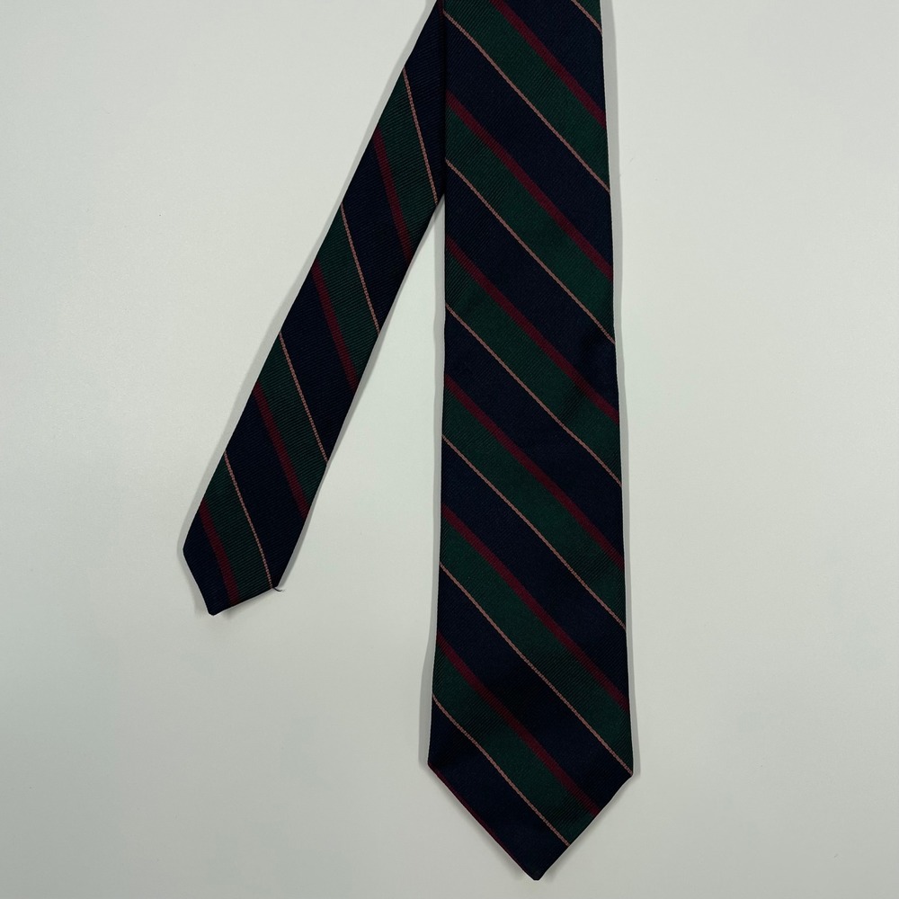 Bert Pulitzer Navy Green Red Striped Silk Blend Necktie Mens OS